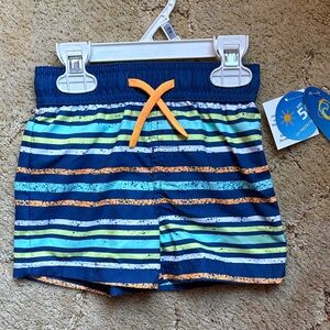 NWT Kids Swim Trunks with Orange Drawstring